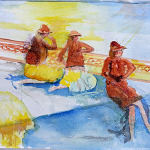 Ladies on Watch - watercolour