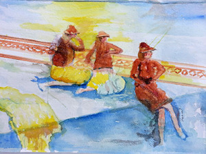 Ladies on Watch - watercolour