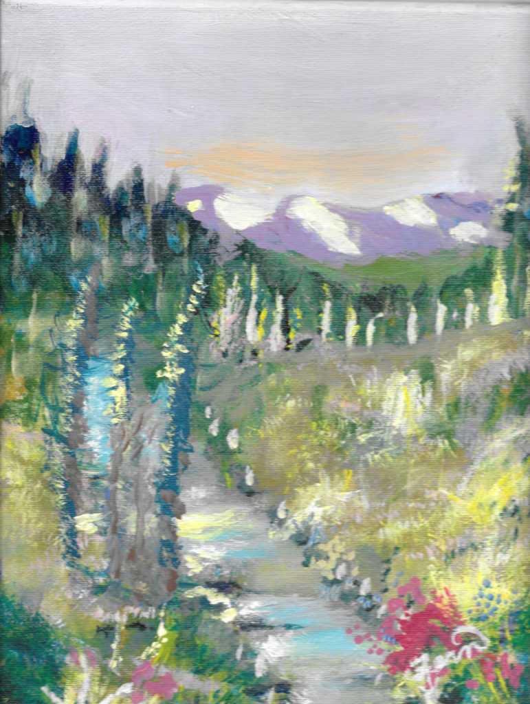 February Flats, acrylic painting from a photo in Ghost Valley off Richards Road