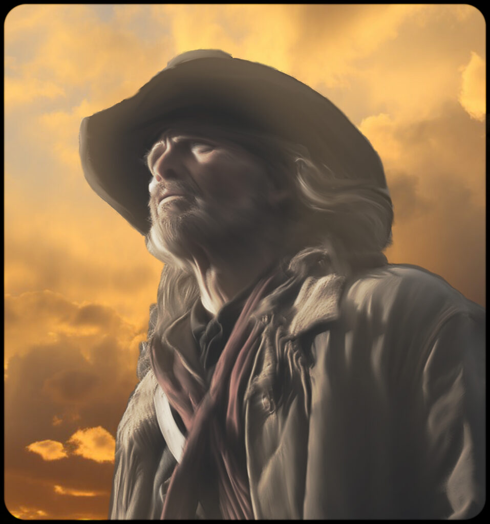 Cowboy at sunset
